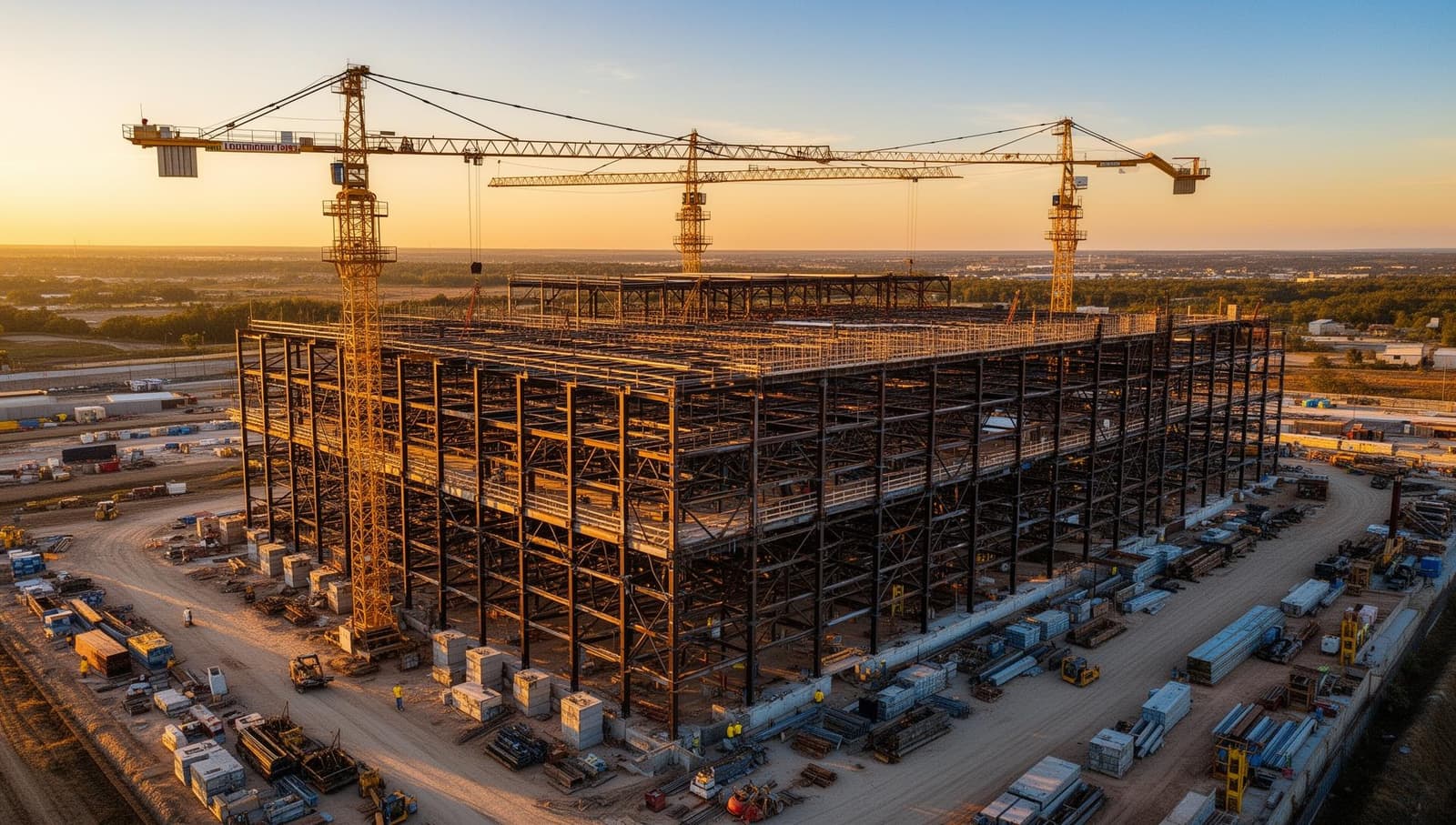 Construction site with AI safety monitoring cameras