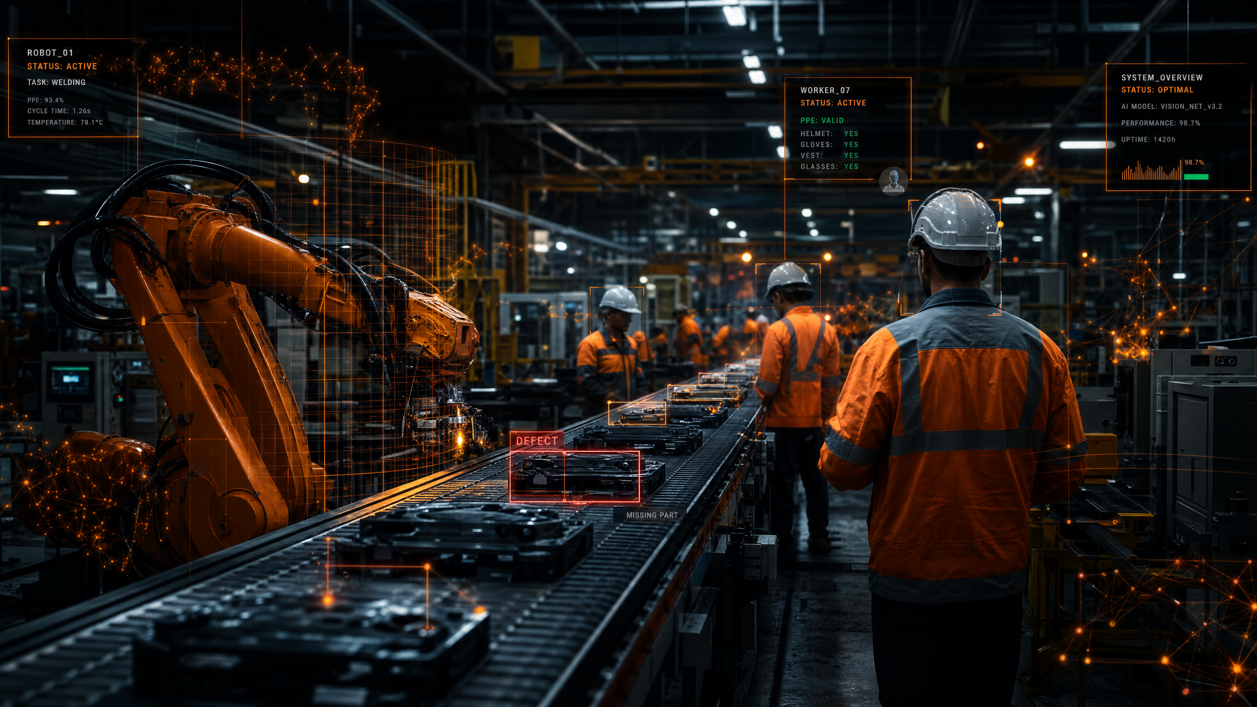 Computer Vision AI detecting defects on a factory floor production line